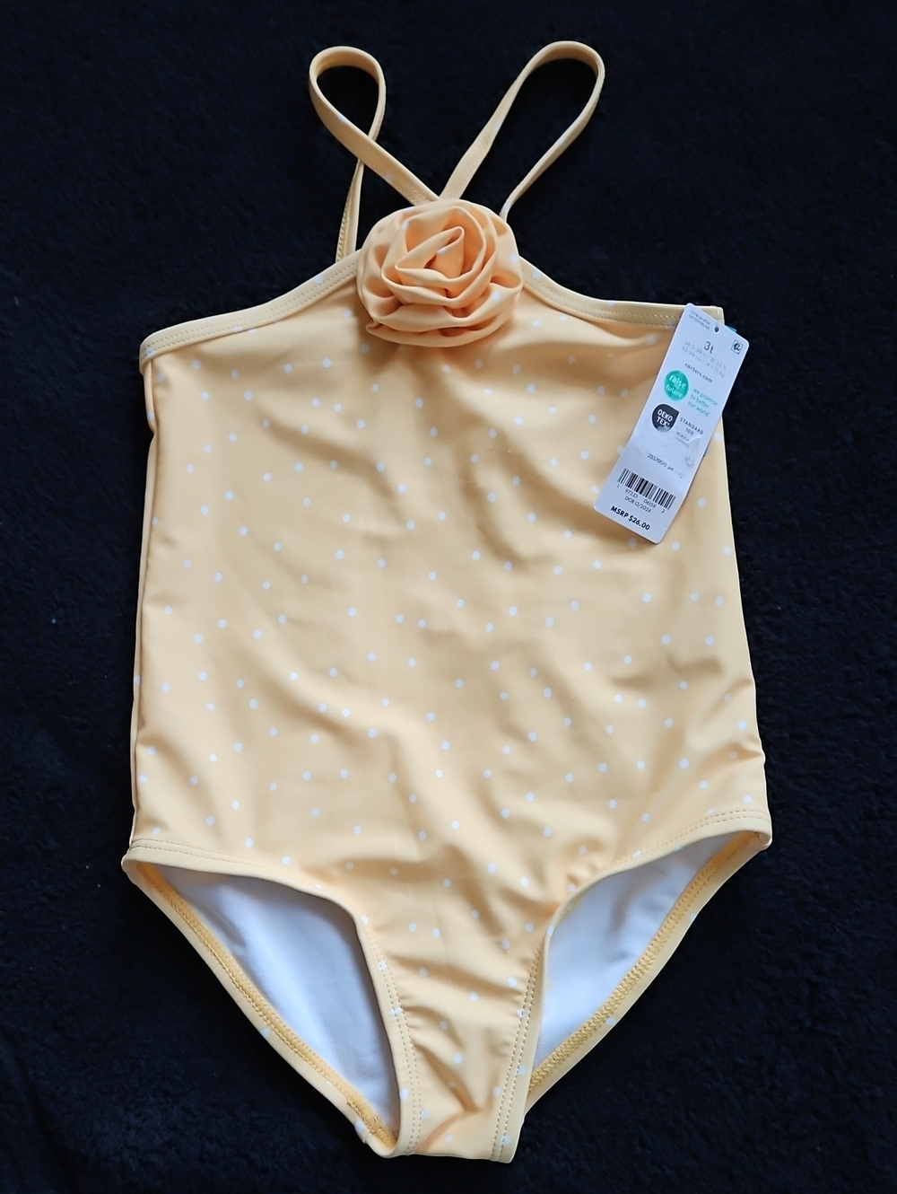 Carter's Yellow Polka-Dot Girl's One-Piece Swimsuit with Flower (3t/3A)